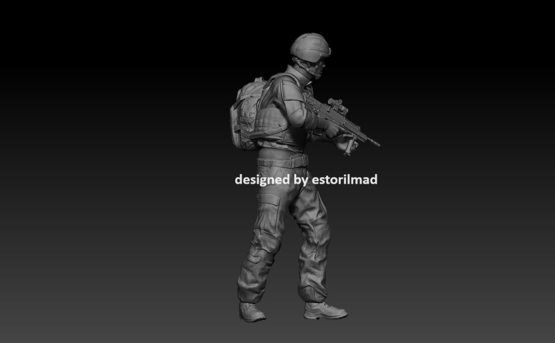UK BRITISH ARMY SOLDIER WITH RIFLE V1 3D print model_2