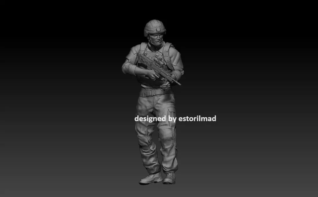 UK BRITISH ARMY SOLDIER WITH RIFLE V1 3D print model_0