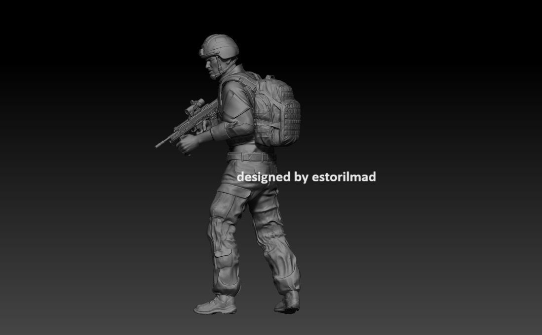 UK BRITISH ARMY SOLDIER WITH RIFLE V1 3D print model_1