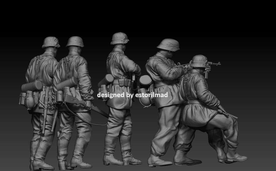  5 GERMAN SOLDIERS WAFFEN SS ACTION 3D print model_4