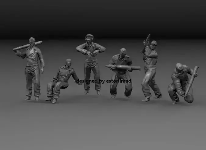 WW2 PACK 6 TIGER TANK CREW 3D print model