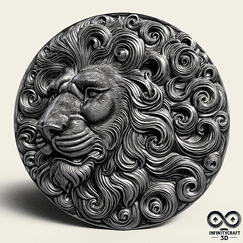 Lion Head Relief No2 STL file for 3d Printing or CNC 3D print model