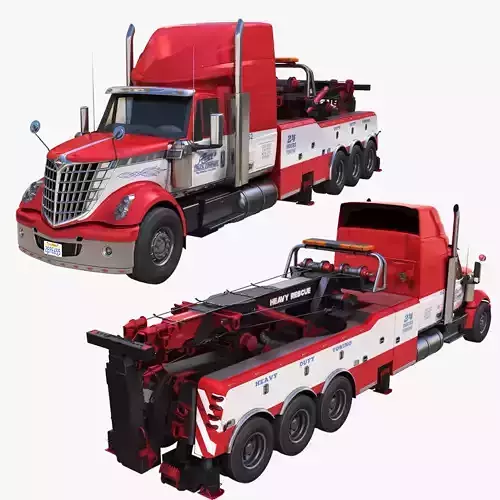 International LoneStar heavy wrecker truck Low-poly 3D model