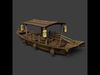 Chinese wooden boat  figure  Low-poly 3D model_1