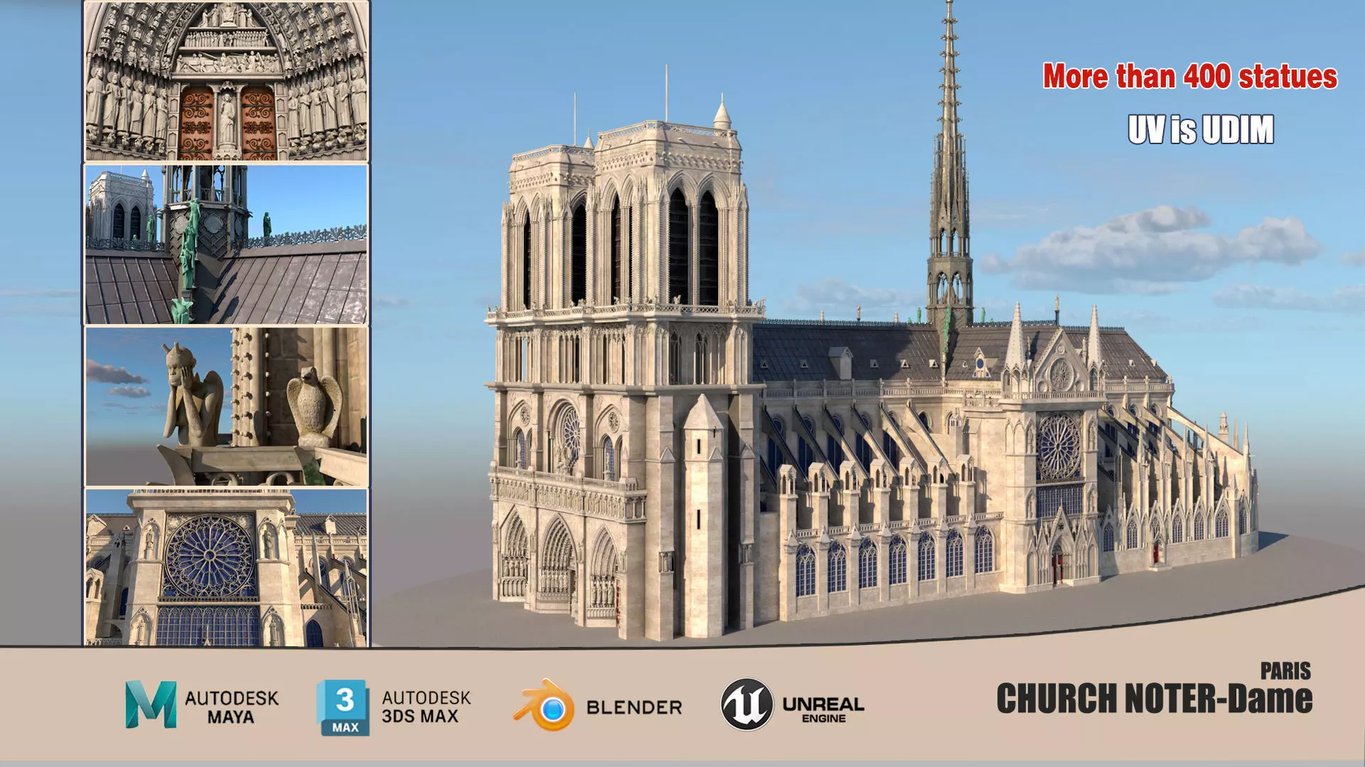 Notre-Dame de Paris Cathedral 3D model