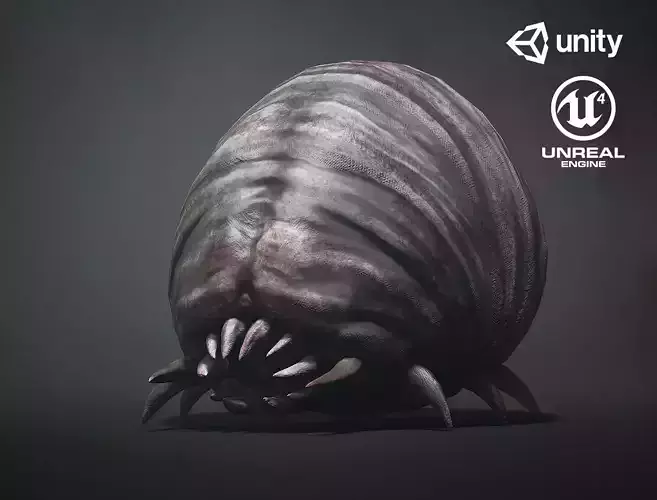 Horror worm2 - Game Ready Low-poly 3D model