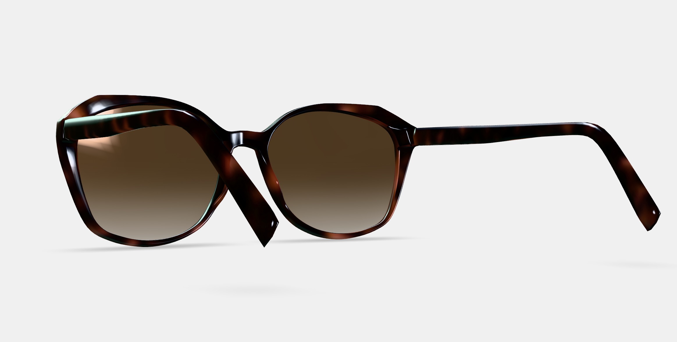 Nancy Low Bridge Fit Sunglasses in Cognac Tortoise 3D model_2