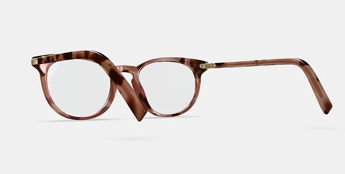 Sadie Eyeglasses in Sesame Tortoise with Polished Gold 3D model
