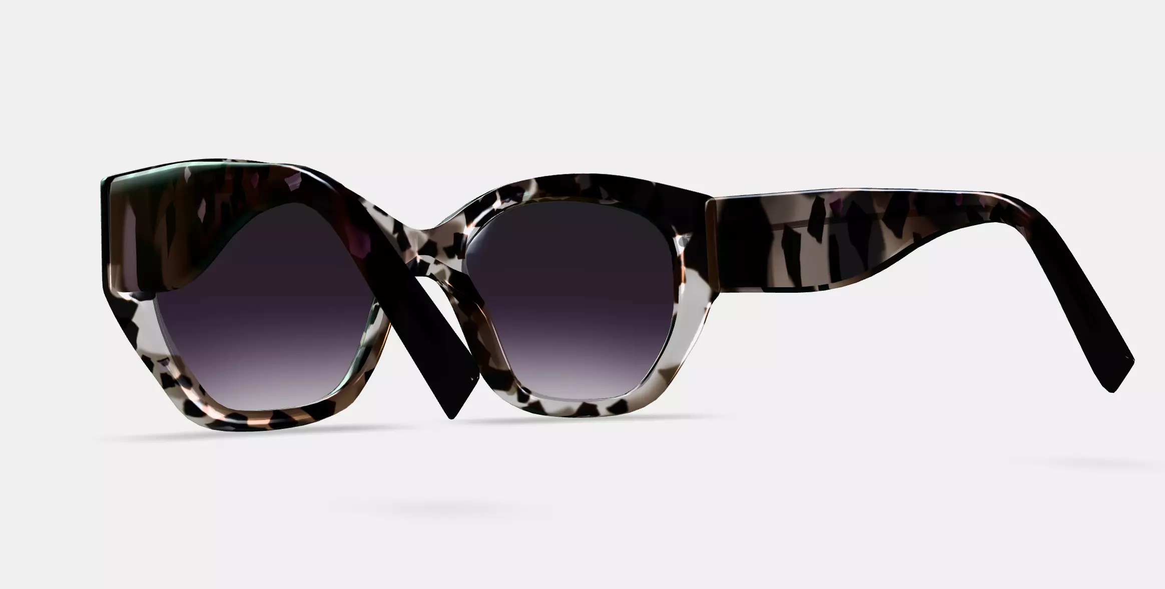 Masha Sunglasses in Black Currant Tortoise 3D model_0