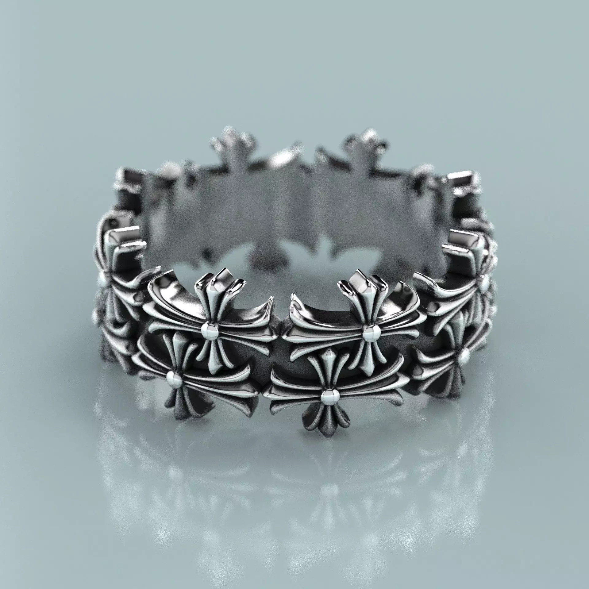 chrome heart ring full size 3D model 3D printable | CGTrader