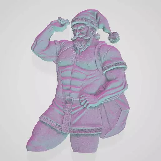 Muscle Santa Claus Cameo Hanging Decoration 3D print model_0