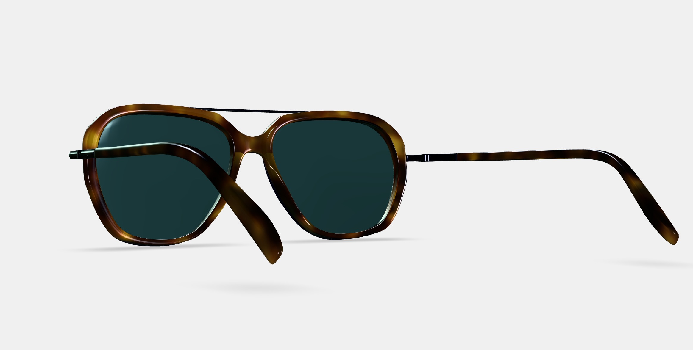 Florian Sunglasses in Cognac Tortoise with Brushed Ink 3D model_2