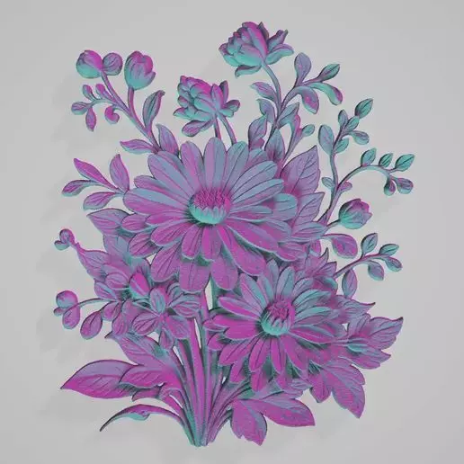 Chrysanthemum flower Relief 3D print model_0