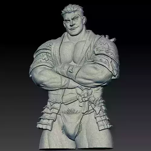 Cute Japanese muscular warrior relief