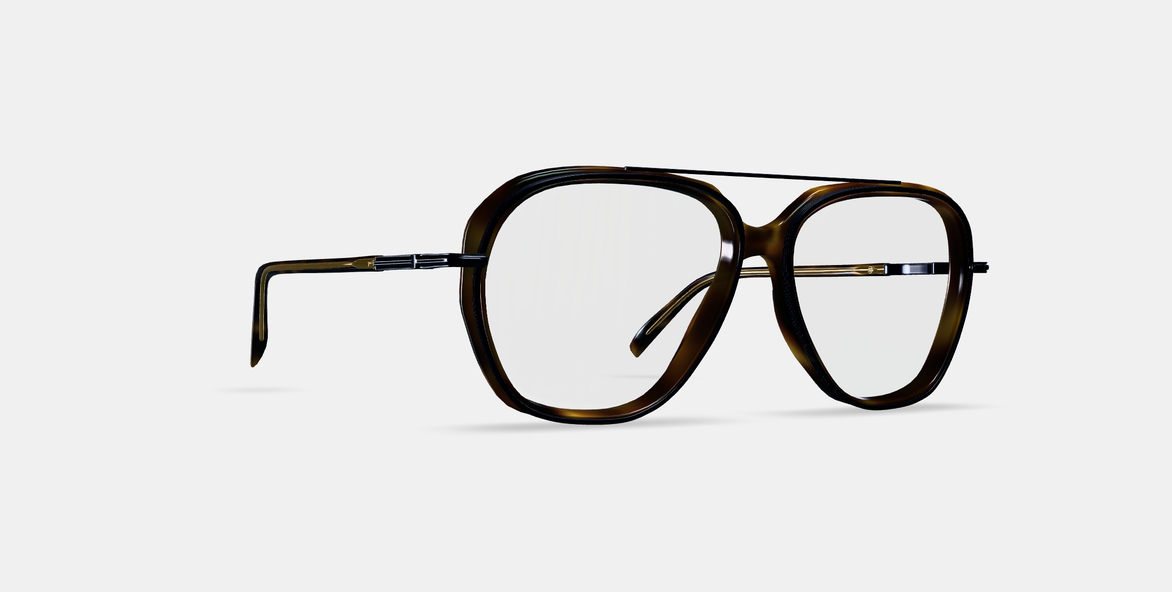 Florian Eyeglasses in Cognac Tortoise with Brushed Ink 3D model_9