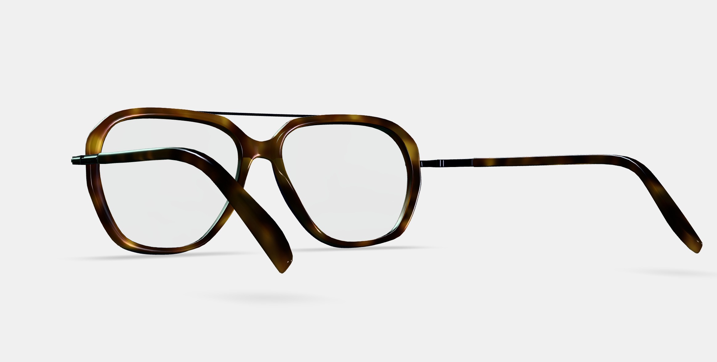 Florian Eyeglasses in Cognac Tortoise with Brushed Ink 3D model_2