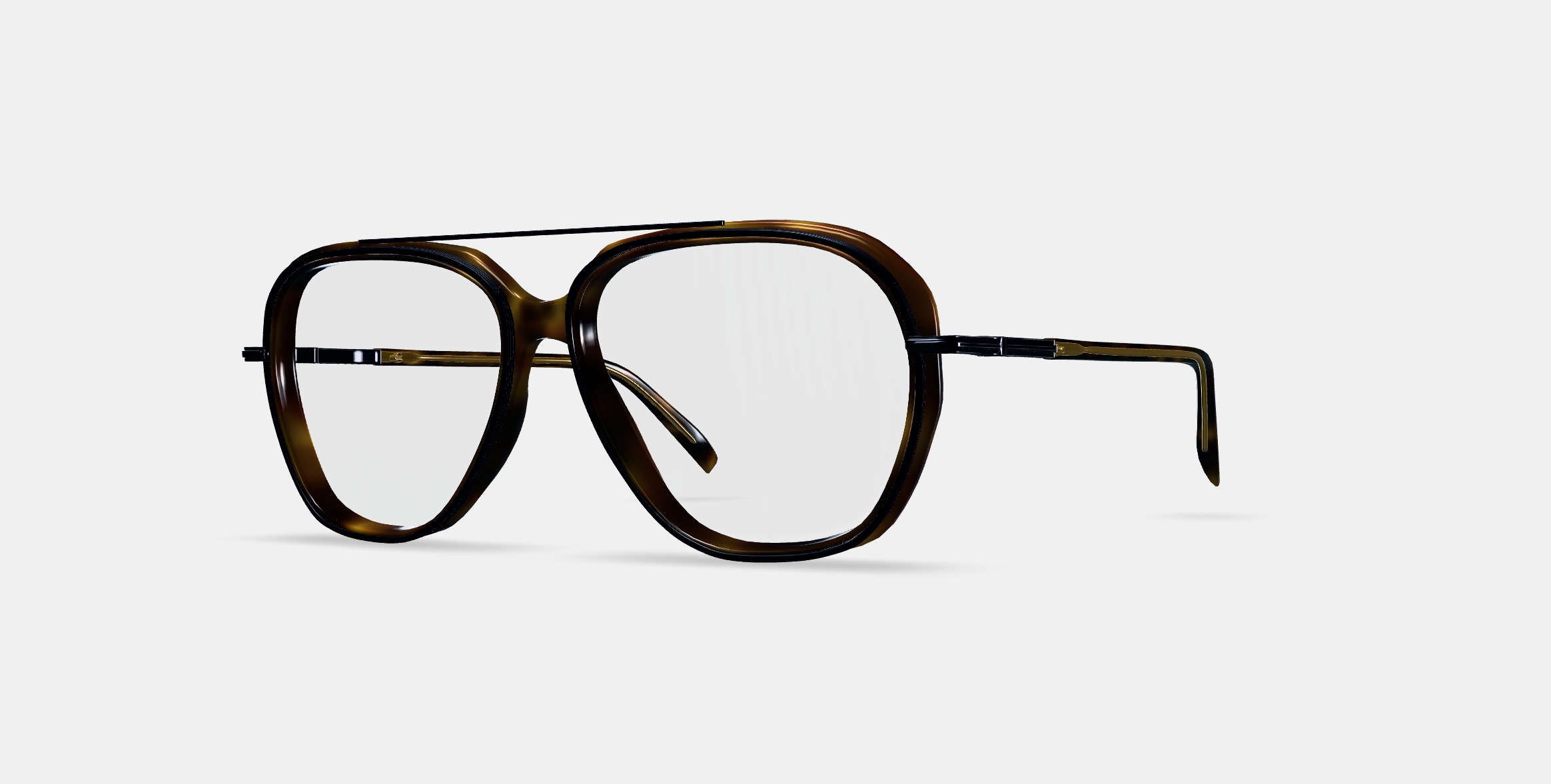 Florian Eyeglasses in Cognac Tortoise with Brushed Ink 3D model_12
