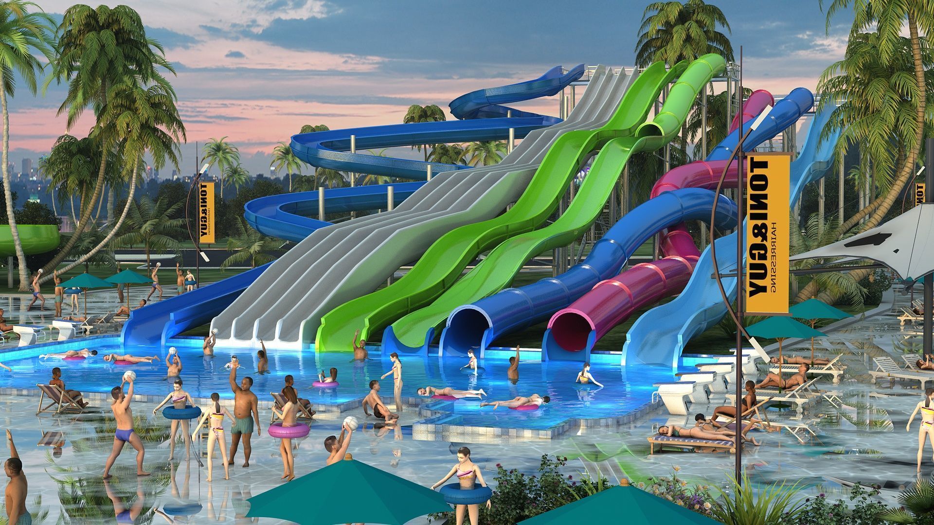 Water park 3D model_2