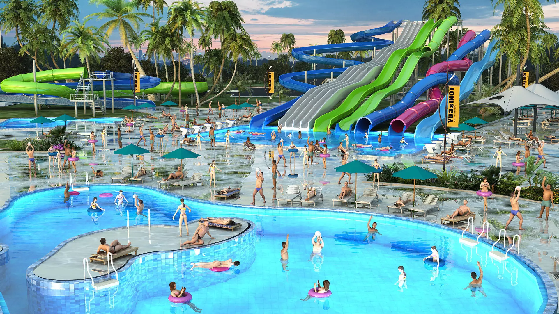 Water park 3D model_0