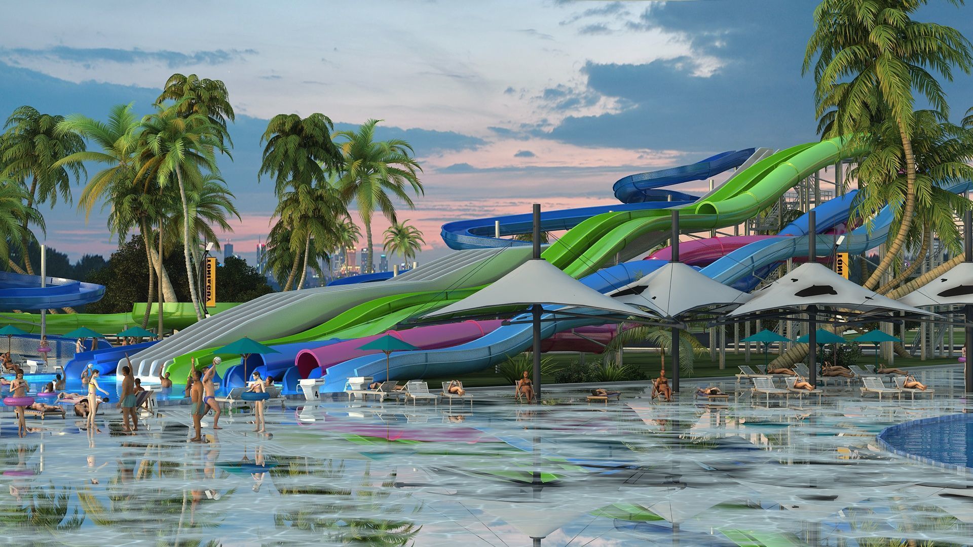 Water park 3D model_3