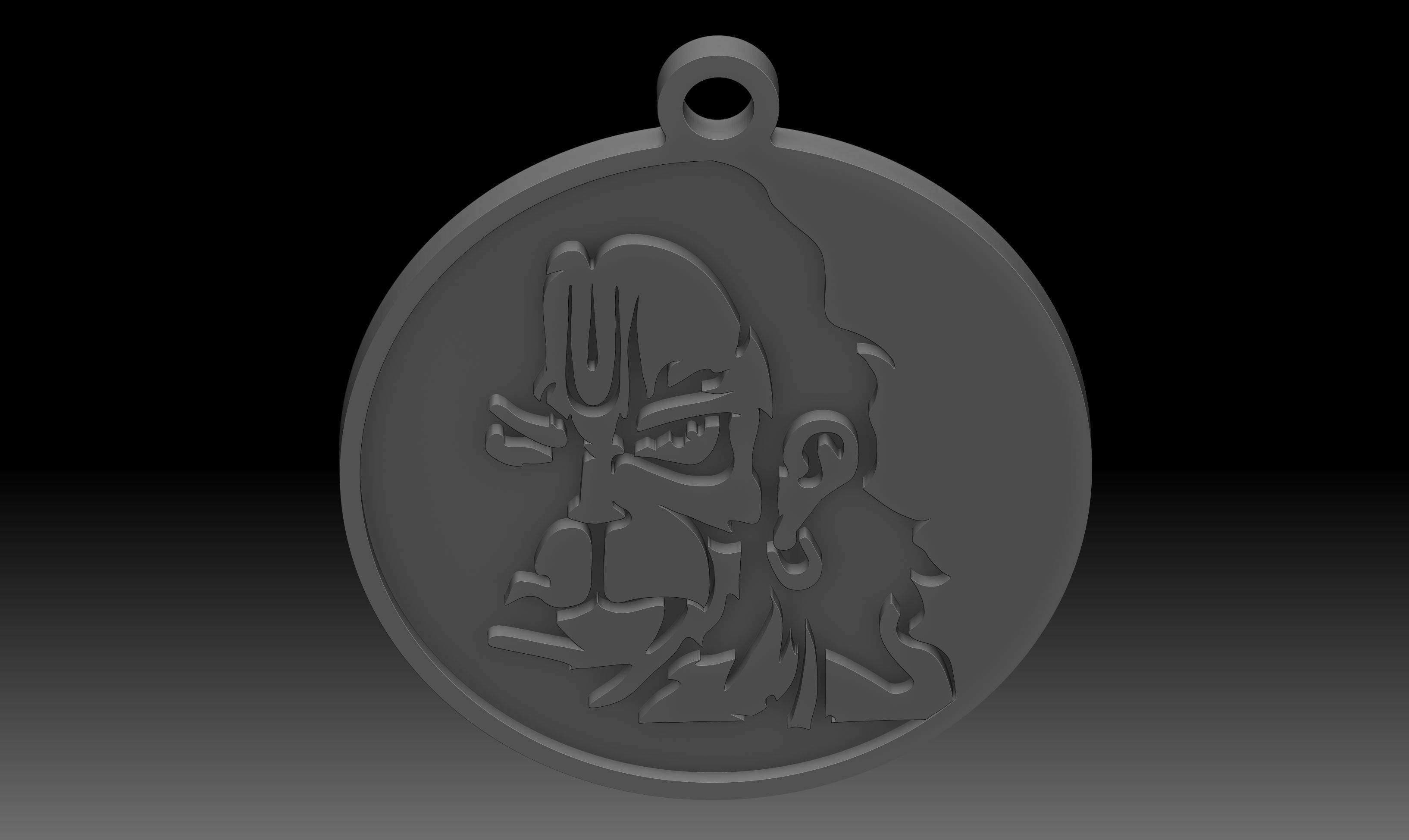 Hanuman ji key chain and locket indian god idol 3D print model_4