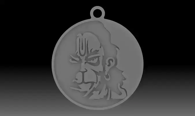 Hanuman ji key chain and locket indian god idol 3D print model