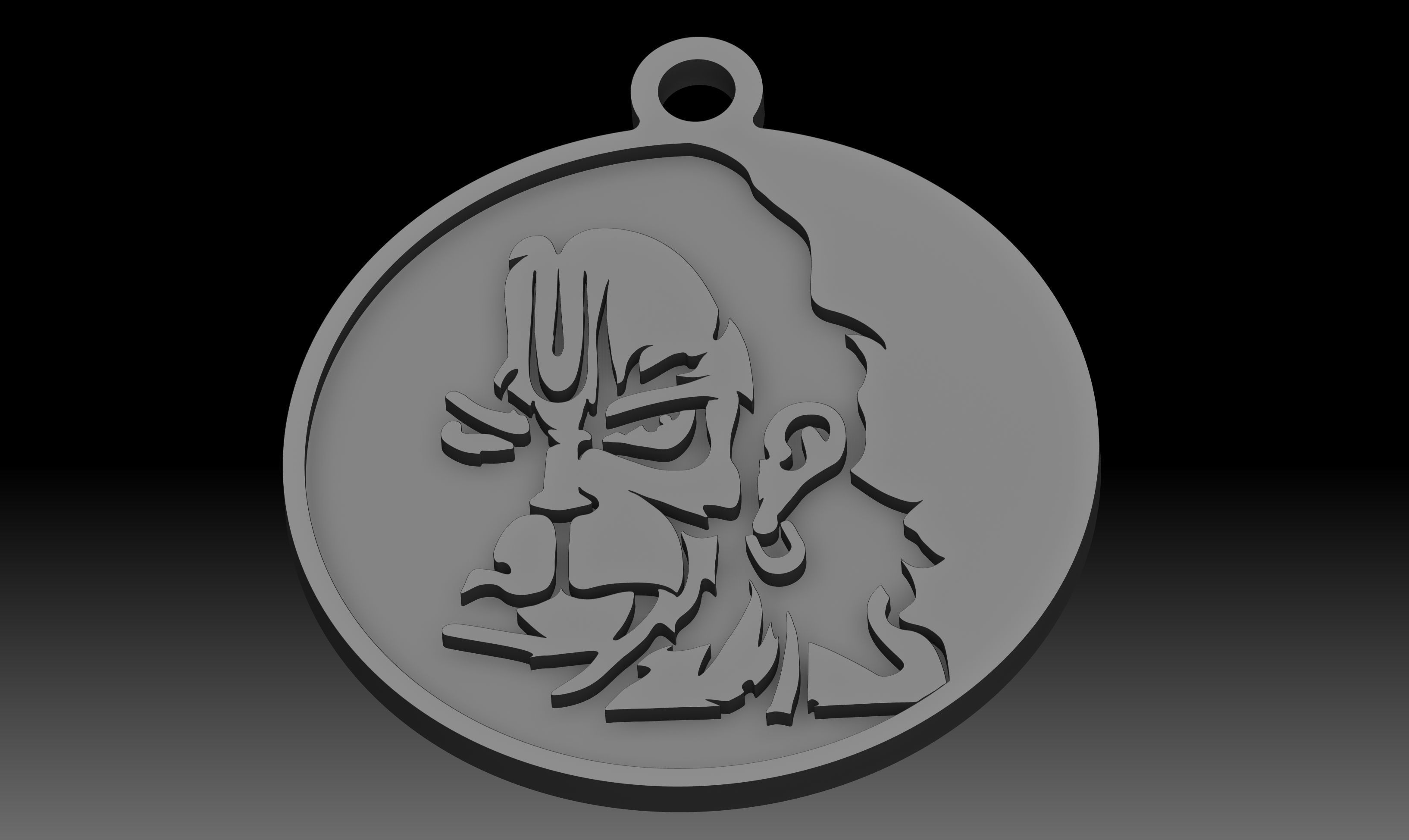 Hanuman ji key chain and locket indian god idol 3D print model_3