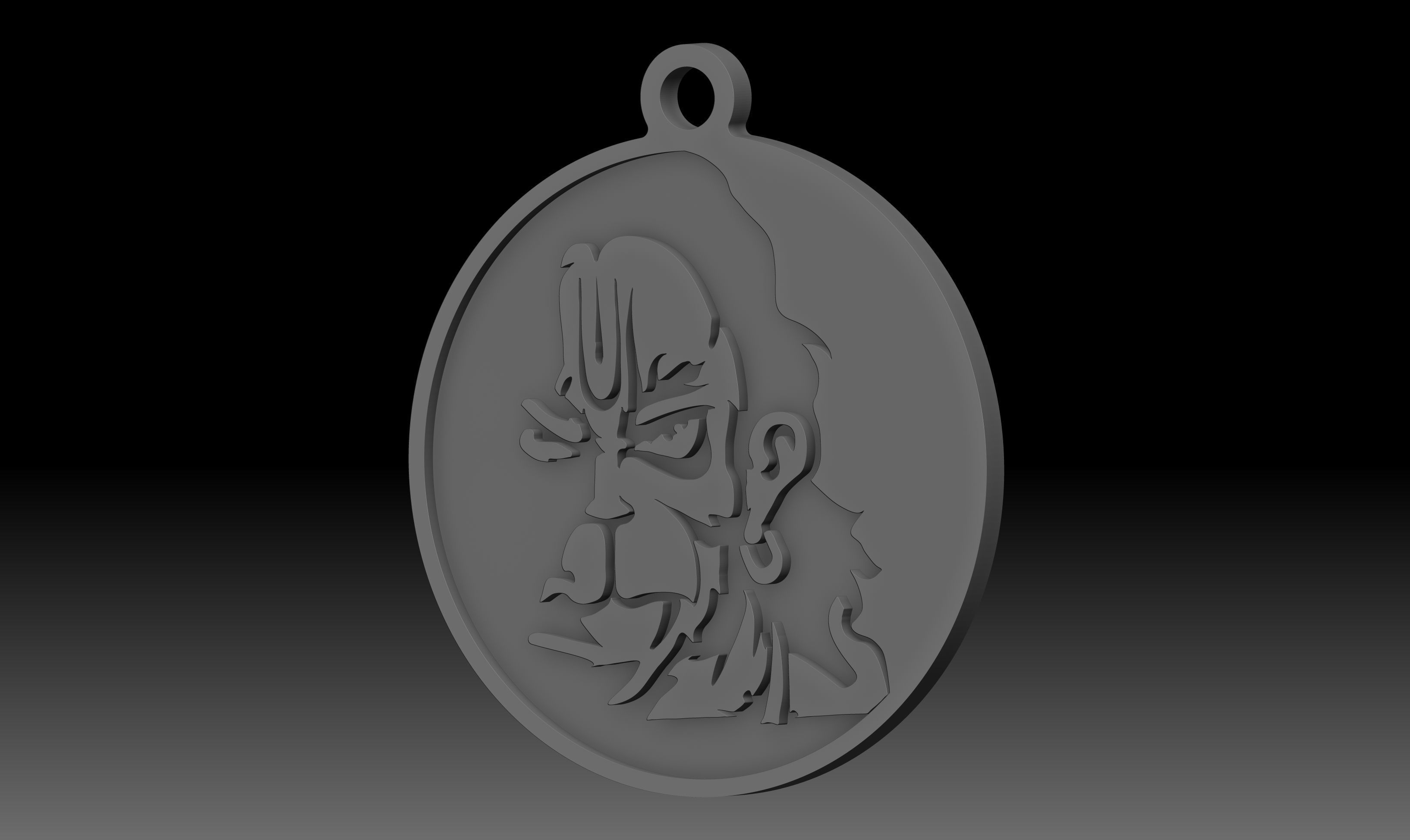 Hanuman ji key chain and locket indian god idol 3D print model_2