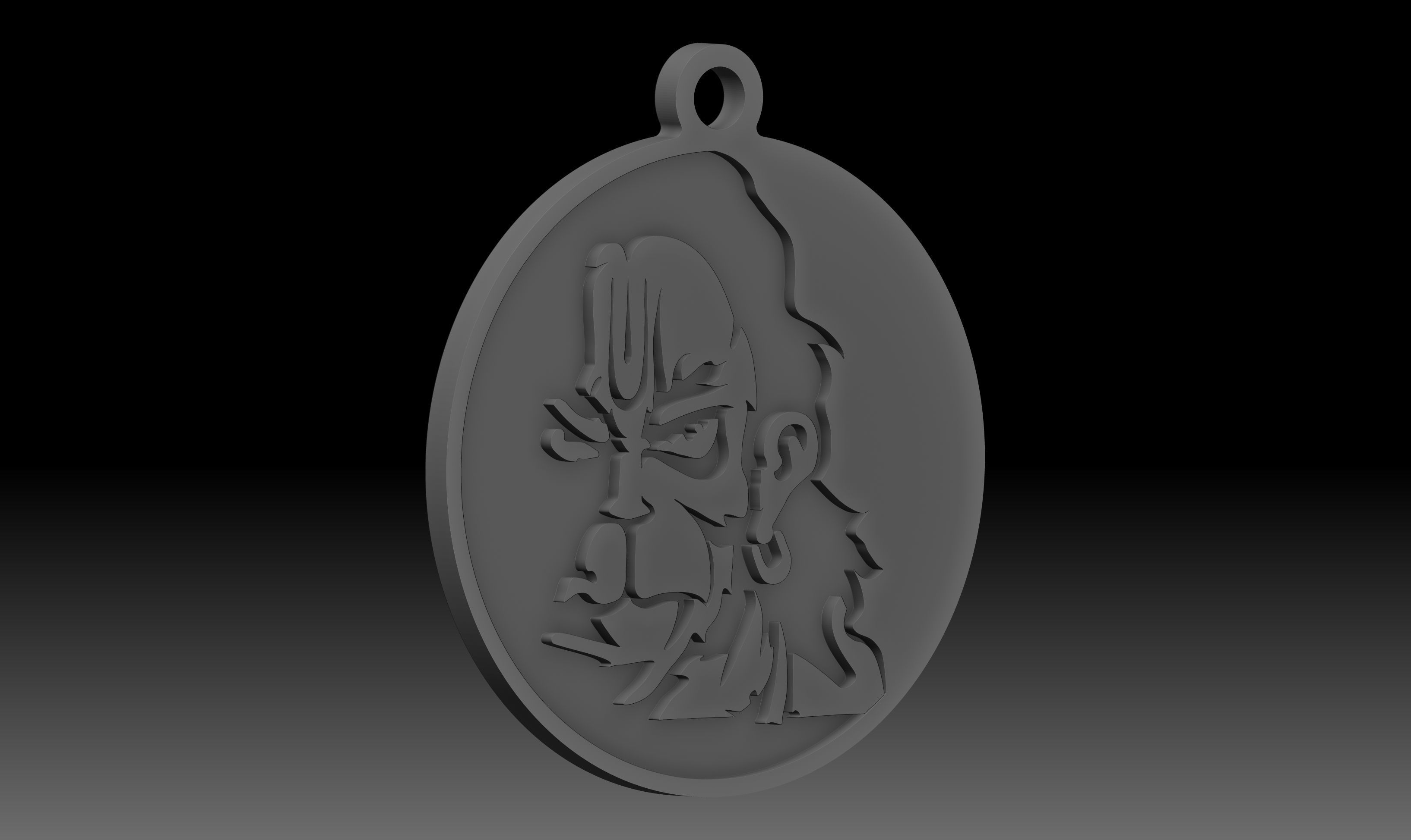 Hanuman ji key chain and locket indian god idol 3D print model_1