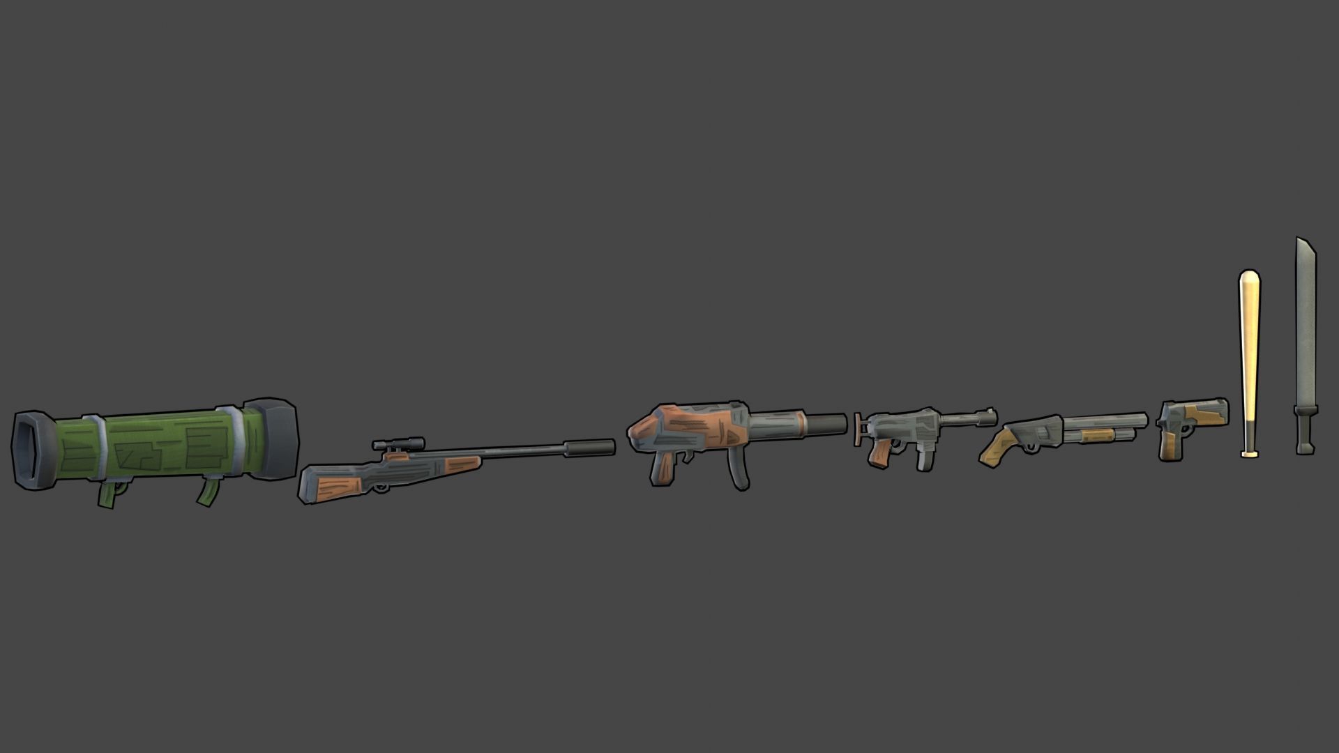 Weapons  Low-poly 3D model_4