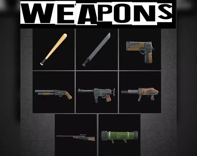 Weapons  Low-poly 3D model_0