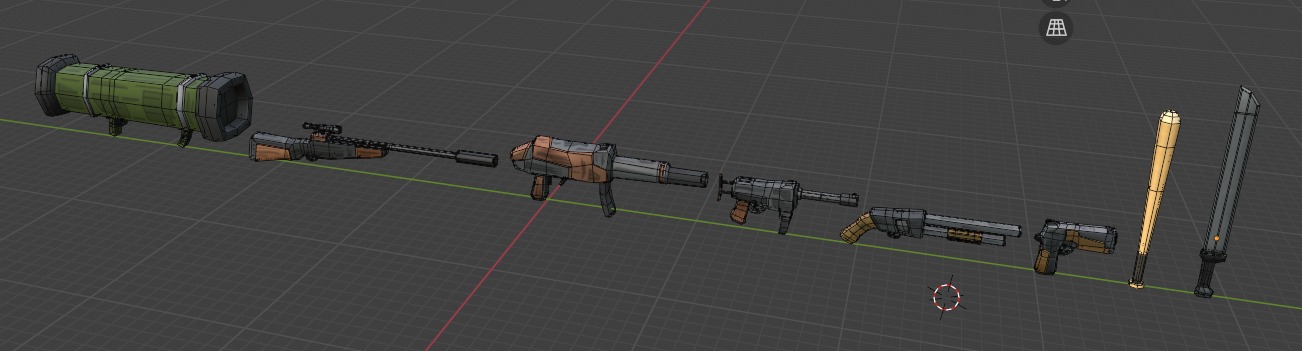 Weapons  Low-poly 3D model_9