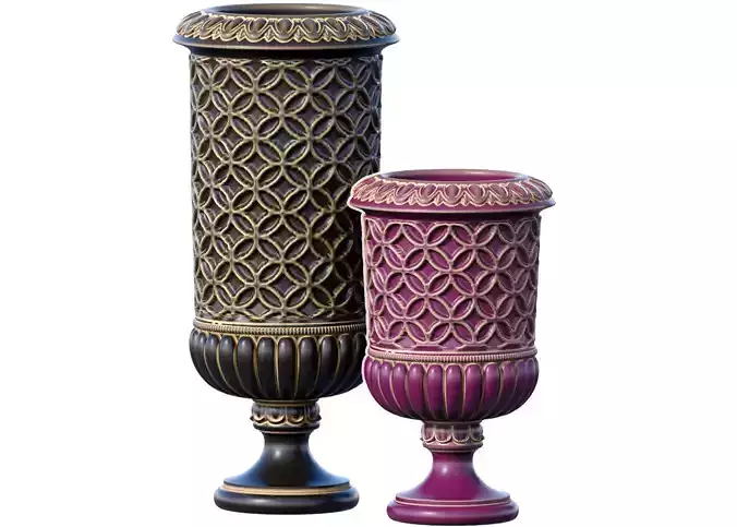 Decorative Luxury Artdeco Floor Vase Urn Pot  3D model