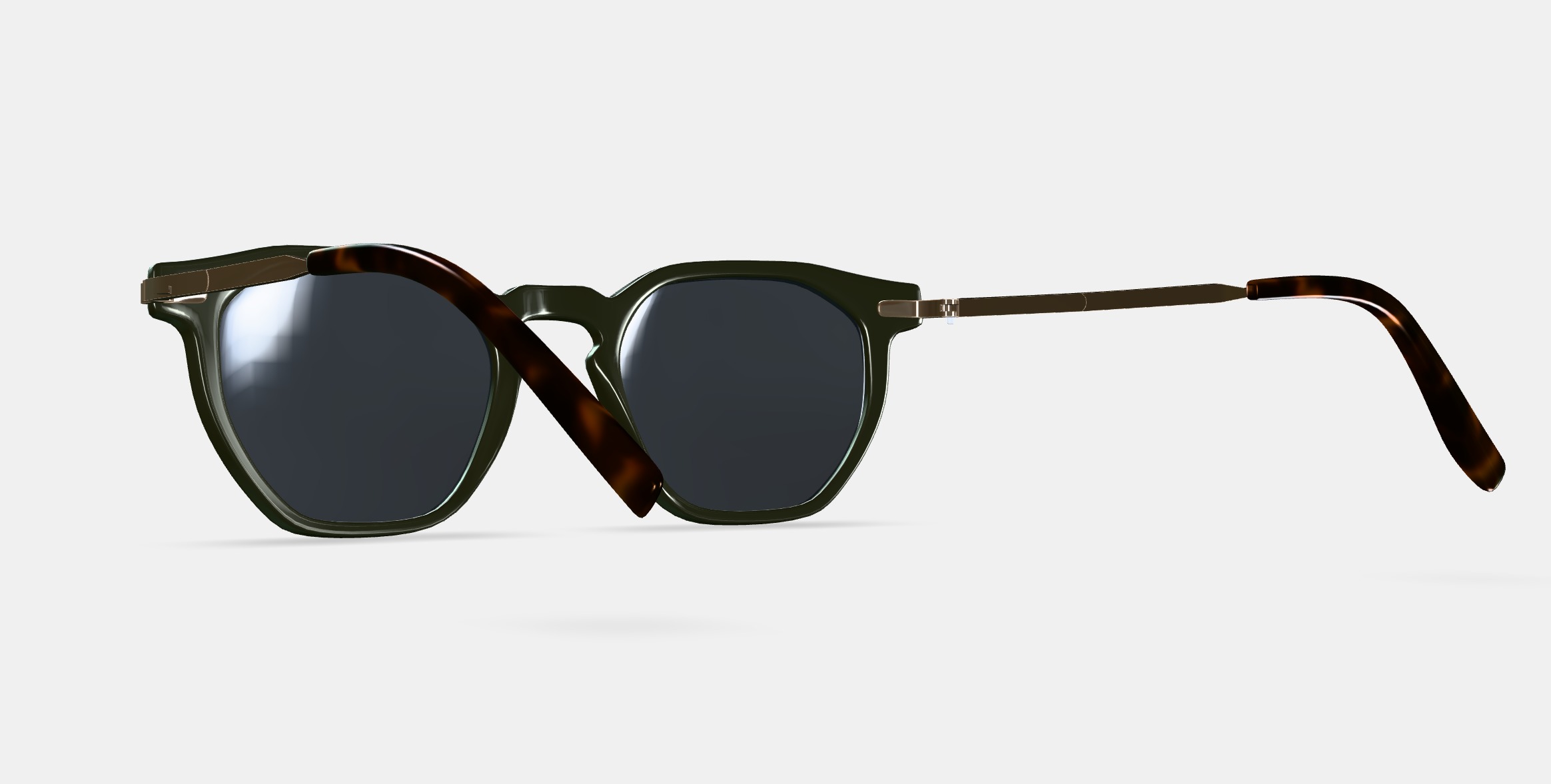 Rustin Sunglasses in Olive with Riesling 3D model_3