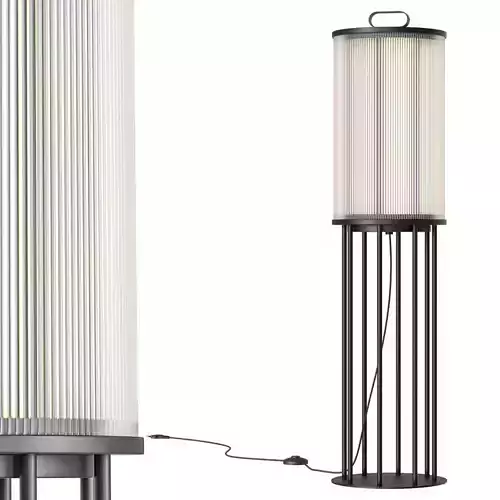 Line Glass Lantern Solar Floor Lamp