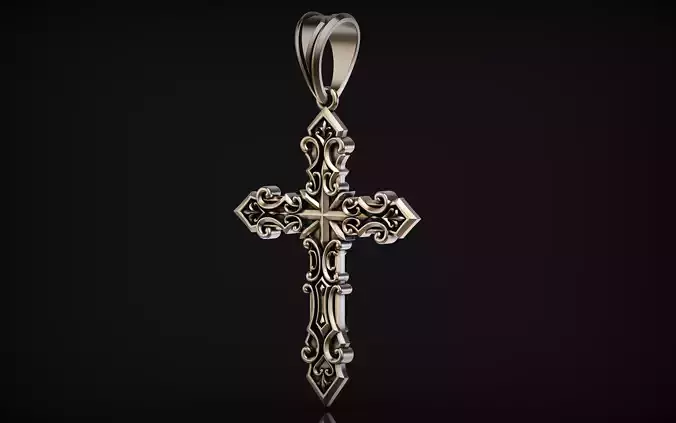 Gothic cross Pendant 01 3D print model