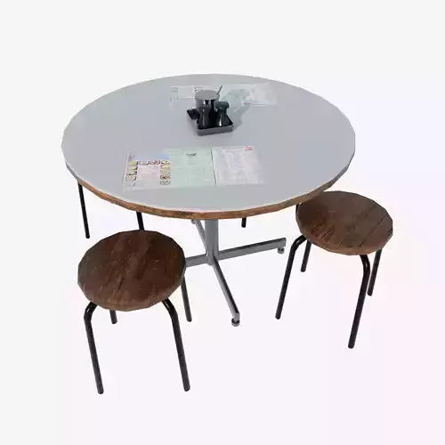 Hong Kong Tradition Restaureant Table and Chair Type B Low-poly 3D model