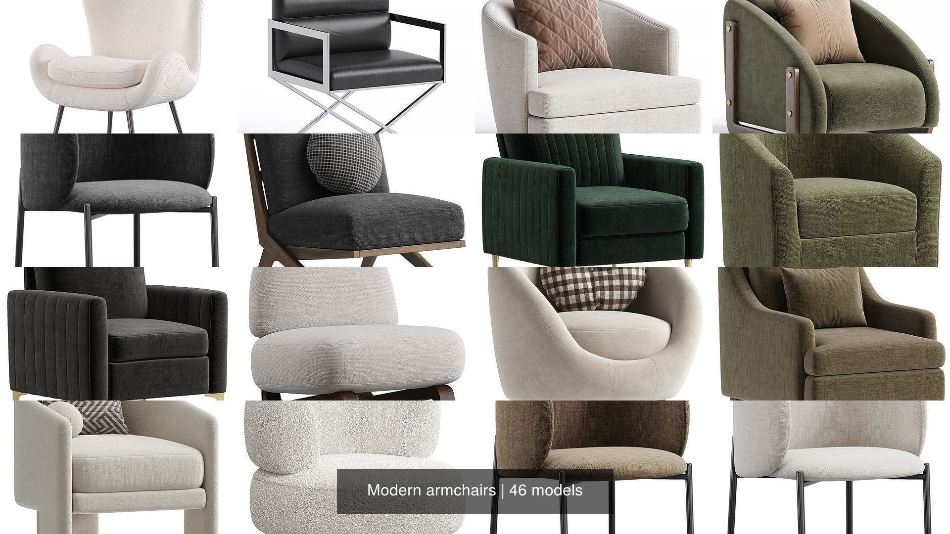 Modern armchairs 3D Model Collection_4