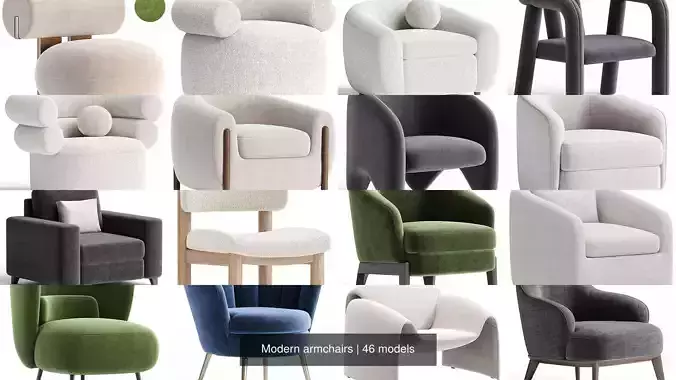 Modern armchairs 3D Model Collection