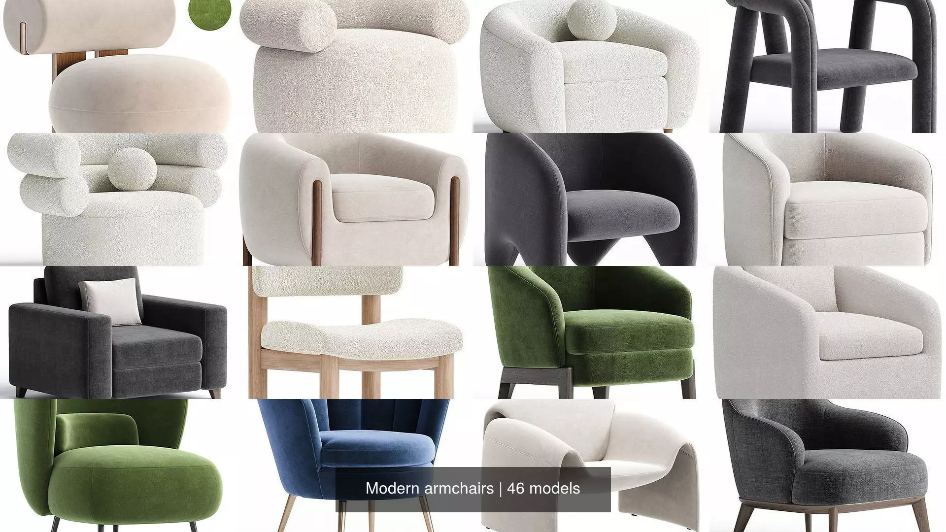 Modern armchairs 3D Model Collection_0