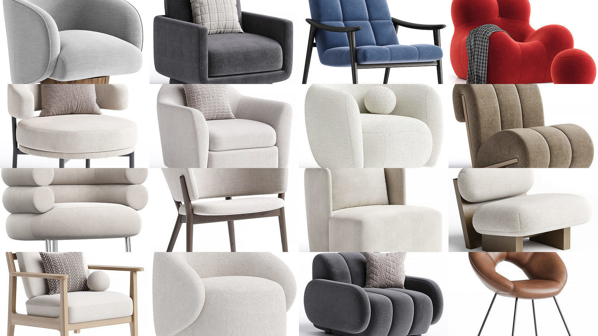 Modern armchairs 3D Model Collection_1