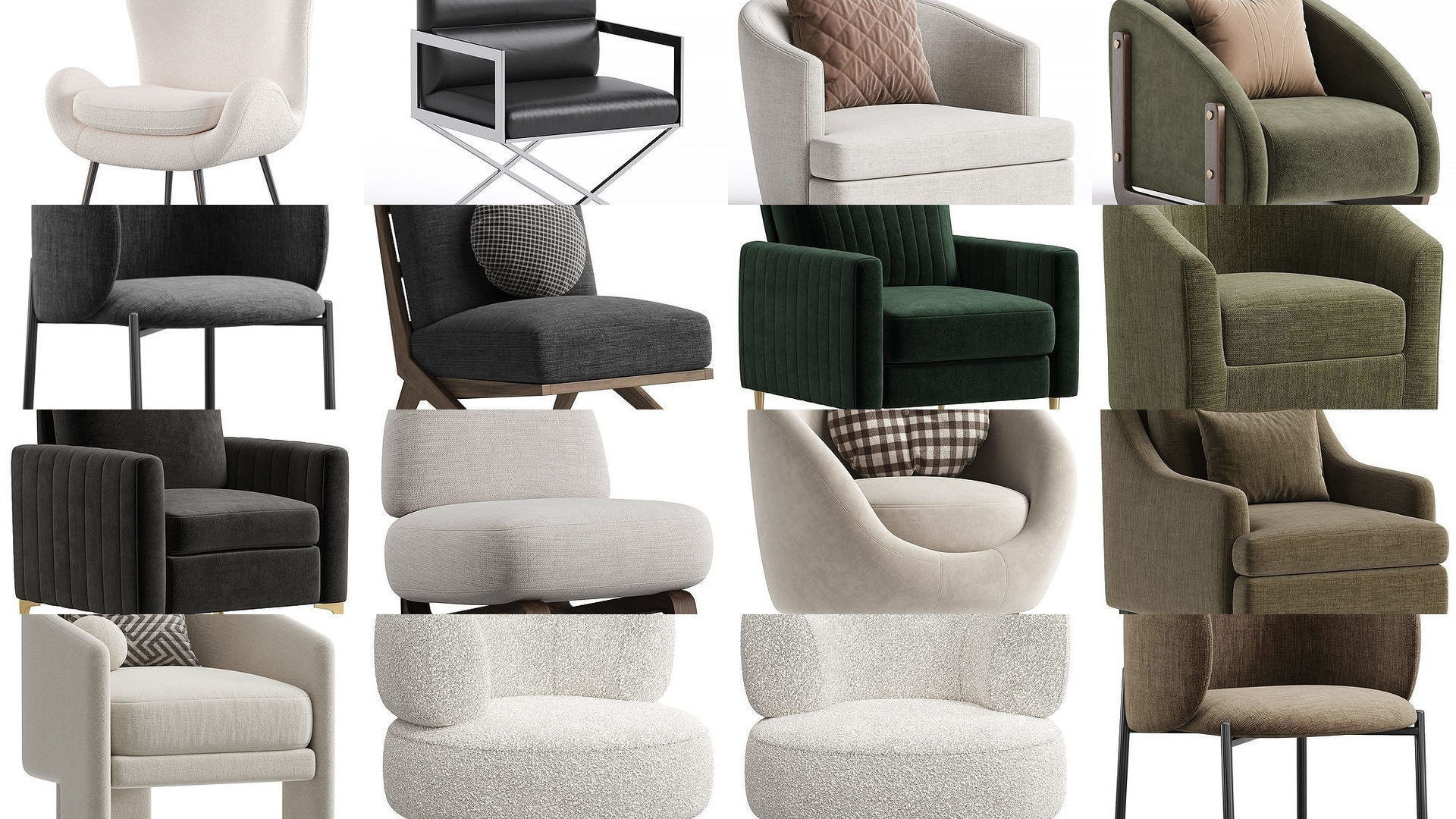 Modern armchairs 3D Model Collection_3