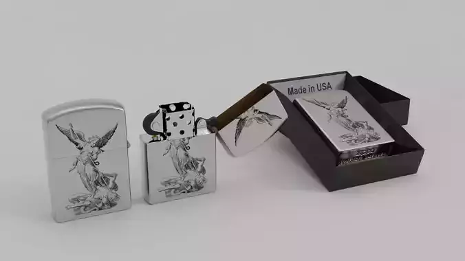 Zippo Lighter with Saint Michael defeating Satan Design 3D model