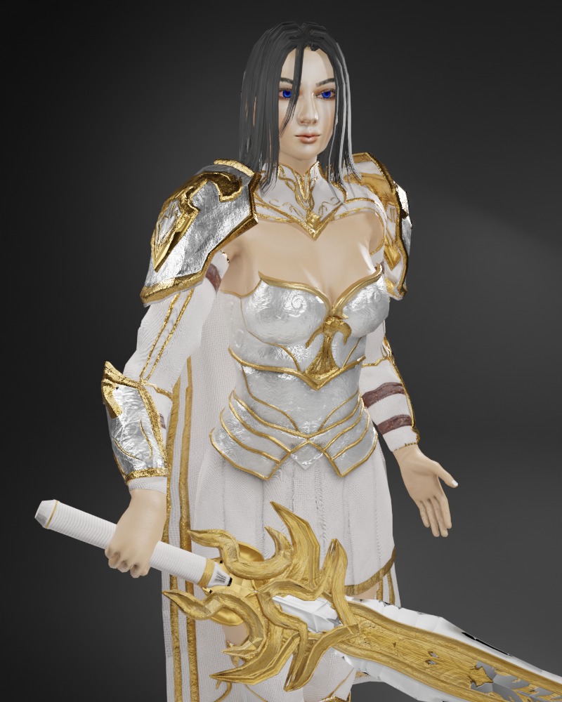 Battle Queen Female Character - Fantasy 3D Model Low-poly 3D model_2