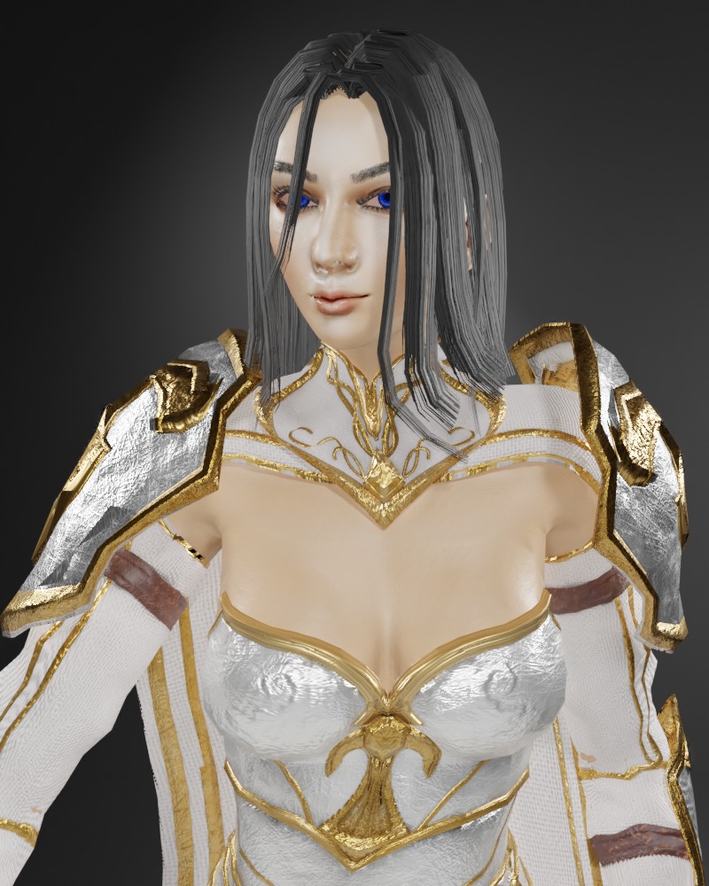 Battle Queen Female Character - Fantasy 3D Model Low-poly 3D model_1