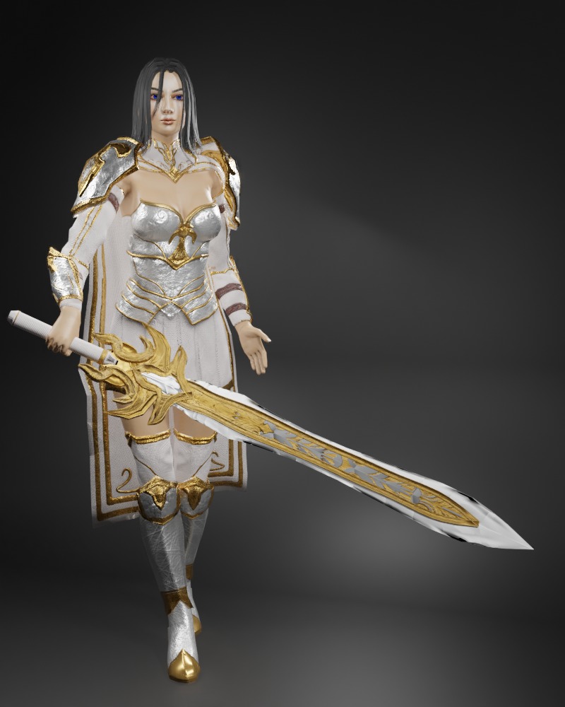 Battle Queen Female Character - Fantasy 3D Model Low-poly 3D model_4