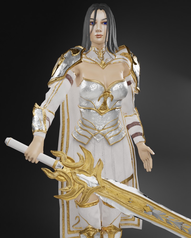 Battle Queen Female Character - Fantasy 3D Model Low-poly 3D model_3