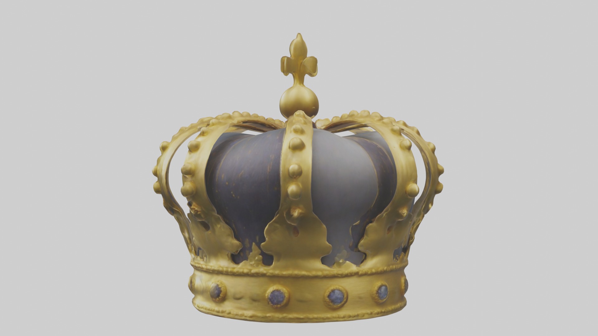 Gold Crown Model Low-poly 3D model_1