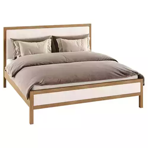 Keane Weathered Natural Wood Upholstered King Bed