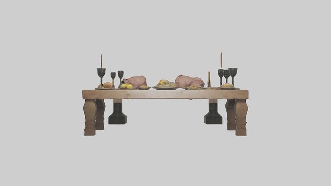Feastingtable Model Low-poly 3D model 4